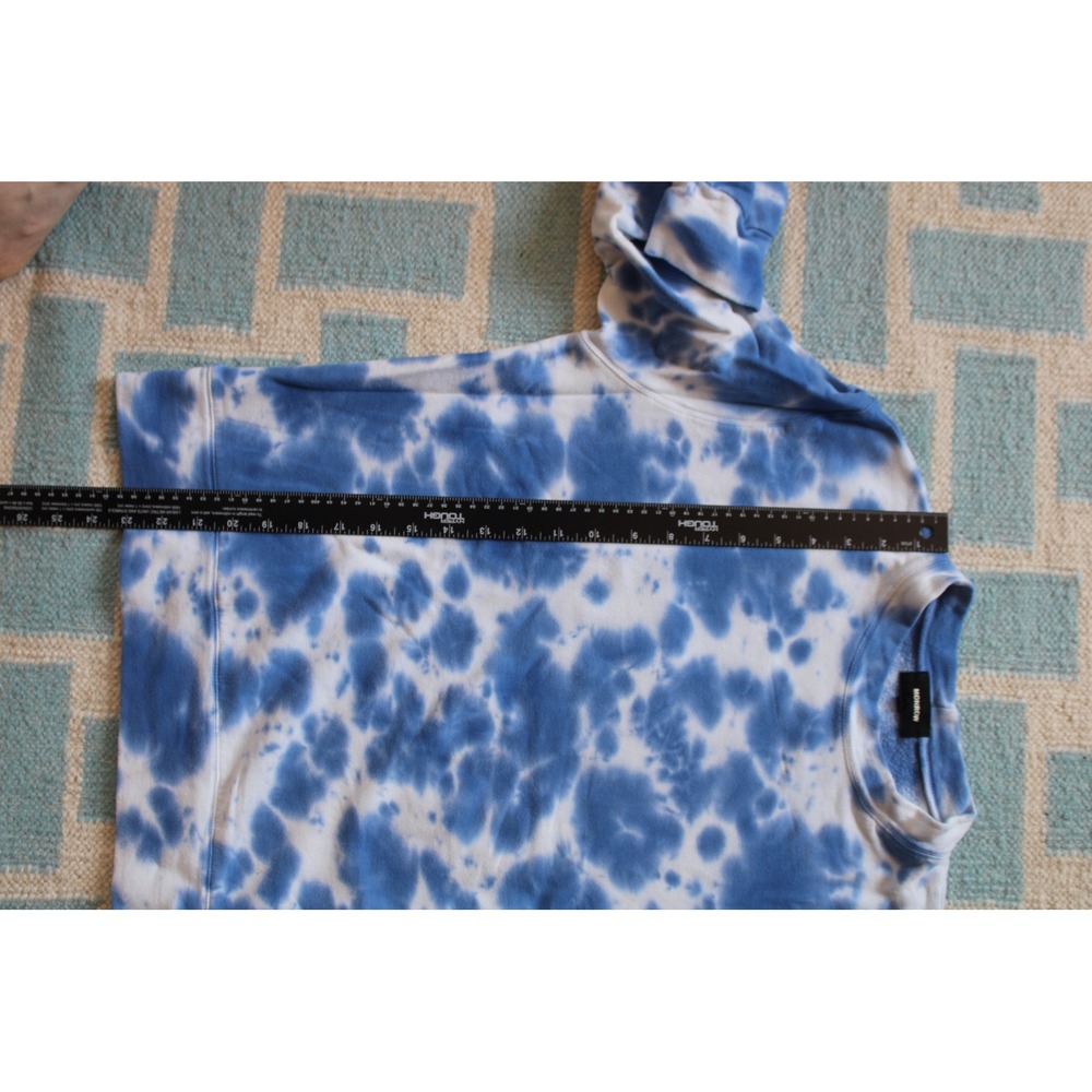 Monrow M Blue Tie Dye Soft Sweatshirt Long Sleeve Crew Neck Pullover Top - Picture 7 of 9